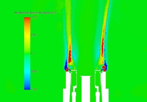  Net Reaction Rate of NO with CRECK RM for GLSF Free Jet Burner 