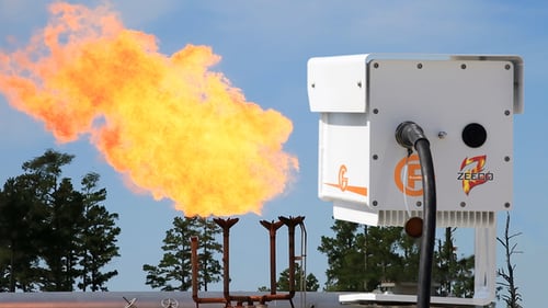 Zeeco FlareGuardian pointed at a firing flare