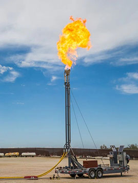 Picture of a trailer-mounted rental flare firing
